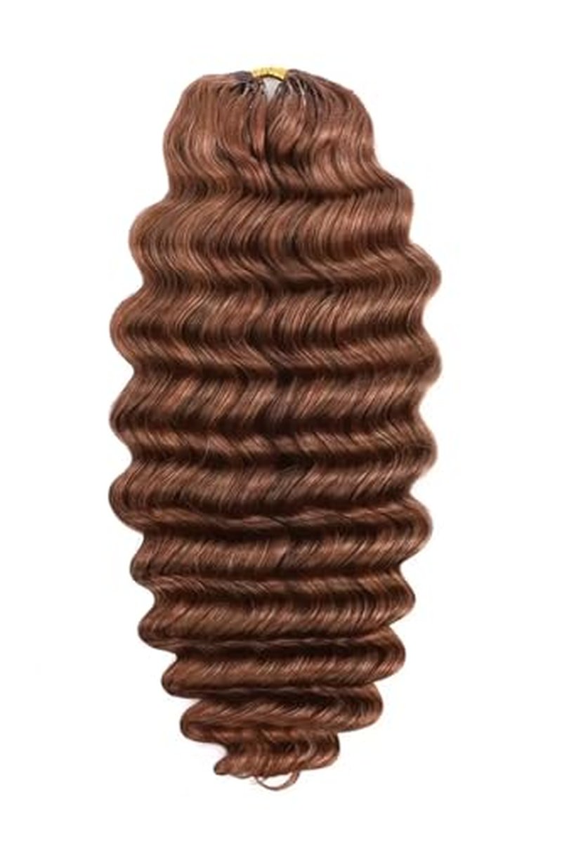 Auburn Ginger Deep Wave Crochet Hair Extensions - 20 Inch, 120g