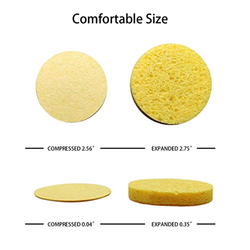 Facial Sponges (60 Count) for Natural Beauty, Exfoliation, and Deep Facial Cleansing | White and Beige Sponges Included, 2 Different Shapes for Choice | 100% Cellulose Facial Sponges by Greenet