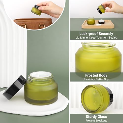 Segbeauty 4-Pack 30ml Frosted Glass Cosmetic Jars with Lids