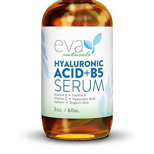 Eva Naturals Hyaluronic Acid + B5 Serum - Deeply Hydrating and Moisturizing for All Skin Types, Unisex