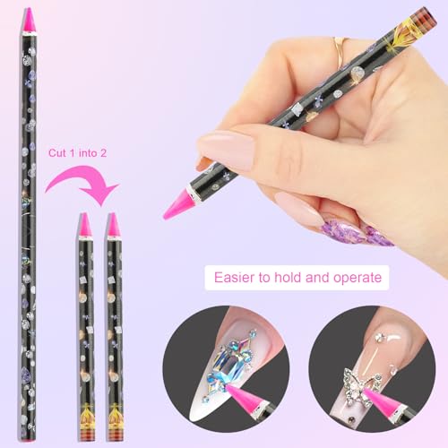 Wax Pencil for Rhinestones - 10 Piece Nail Art Set with Trays
