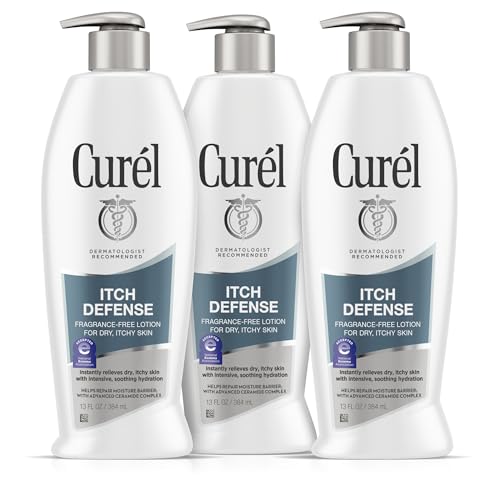 Curel Itch Defense Calming Body Lotion for Dry Itchy Skin, Moisturizer with Advanced Ceramide Complex, Pro-Vitamin B5, Shea Butter, 3-13 oz