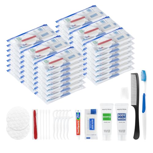 30 Pack Travel Toiletries Kit - 8-in-1 Hygiene Essentials with Zip Bag