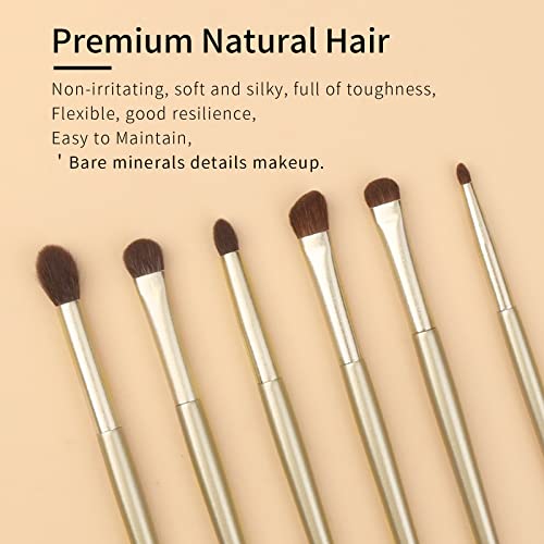 Natural Goat Hair Eye Shadow Brush Set, Pony Hair Eyeshadow Brushes Set, Small Nose Contour Brush, Angled Eyeshadow Brush, Eyeshadow Blending Brush, Eye Makeup Brushes Set Professional - E200