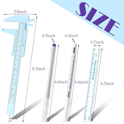 Teling 10 Pcs Eyebrow Ruler tools set 2 Eyebrow Measuring Ruler kit 4 Microblading White Skin Marker Pen 4 Paper Permanent Makeup Position Mapping Mark Tools for Artists Skin