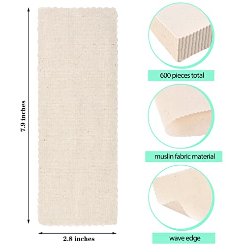 Maitys 600 Pieces Body and Facial Muslin Strips for Hair Removal Natural Muslin Epilating Strips 2.8 x 7.9 Inches Large Bulk for Women and Men