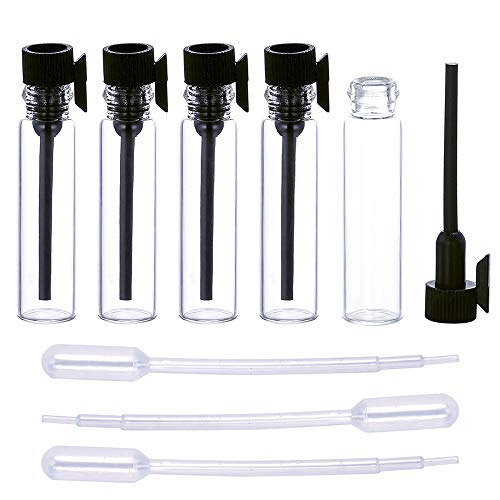 120pcs 1ml Mini Glass Perfume Sample Vials with Black Caps