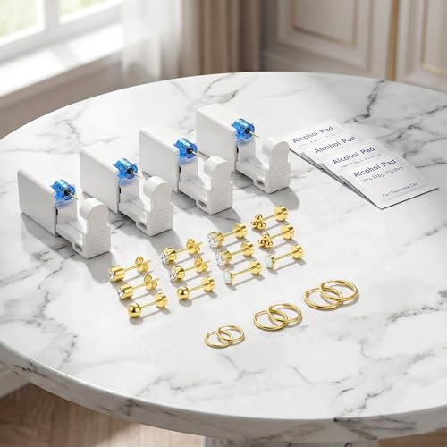 26 Piece Ear Piercing Kit with Disposable Guns & Earrings