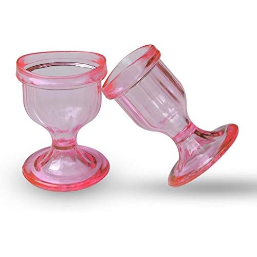 Pink Colored Eye Wash Cups for Effective Eye Cleansing - Eye Shaped Rim, Snug Fit (Set 2 Pcs.)