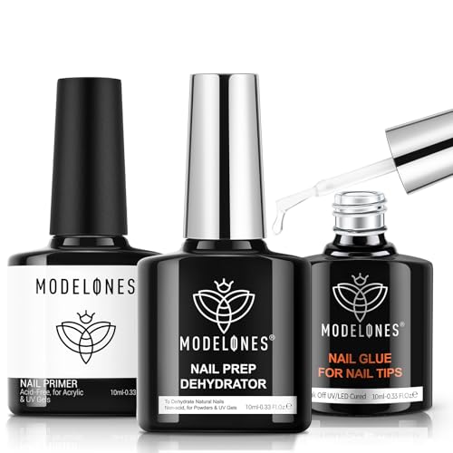 Modelones Gel Nail Glue Kit - 10-in-1 Nail Prep & Primer Set