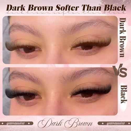 Dark Brown Lash Clusters 80D Fluffy Wispy Volume Cluster Eyelash Extensions D Curl 10?18mm Individual Cluster Lashes 240PCS Brown Eyelash Clusters DIY Lash Extension for Natural Glam Look by Yawamica