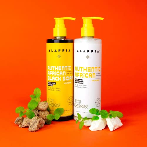 Alaffia Hair Care, Authentic African Black Soap Scalp Care Conditioner, Soothing Tea Tree & Mint - 12 Fl Oz