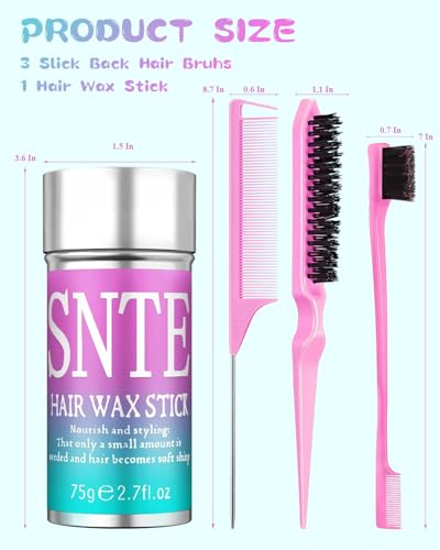 Hair Wax Stick & Brush Set for Sleek Styles - 12H Hold