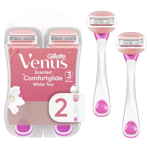 Gillette Venus ComfortGlide Disposable Razors for Women 2 Pack White Tea Scented Moisture Bars