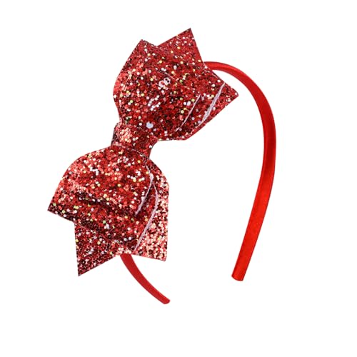 Amybasic Red Glitter Sequin Bow Hairband: Shimmering Bow Knot Design on Durable Plastic Headband-Perfect Kid's Hair Accessory(1 Piece)