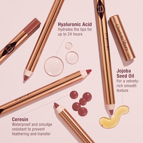 Charlotte Tilbury Lip Cheat Lip Liner Pencil - Gives Lips a Fuller-Looking, Defined Pout - Enriched with Jojoba Oil & Hyaluronic Acid - Waterproof, Smudge-Proof & Transfer-Proof