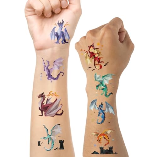Dragon Temporary Tattoos - 108 Geometric Designs Party Favors