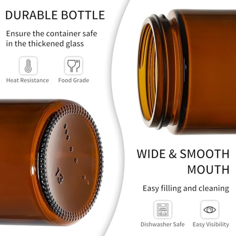 4oz Amber Glass Jars with Black Lids - 36 Pack for Cosmetics
