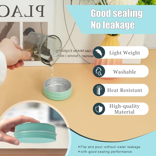 2 oz Tins with Lids for Salve 48 Pack Salve Tins 2oz Tins Container Round Cosmetic Tin Jars Ideal Candle Jars Aluminum Tin Cans with Screw Lids for Powder, Spice,Salve,Candles(Mint Green)