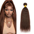 #4 Brown Yaki Straight Human Hair Bundle 30 Inch 50g