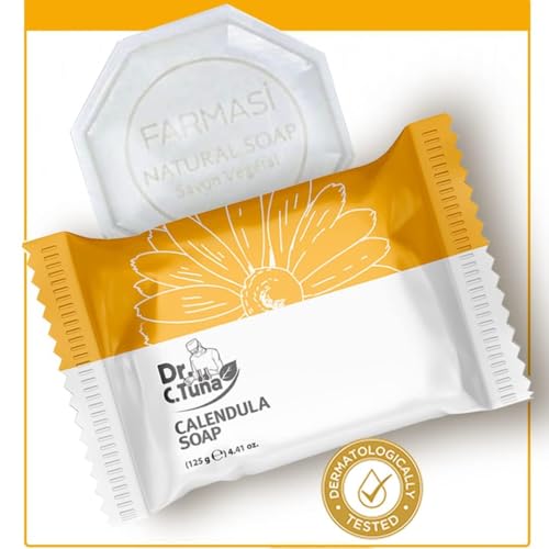 FARMASi Dr. C. Tuna 2 PACK Calendula Soap Bar, Calendula Oil and Chamomile Extract Formula for Face Body and Hands, Gentle Cleansing Bar, Hydrating Skin Care, Vegan, Paraben & SLS Free, 4.41 oz Each