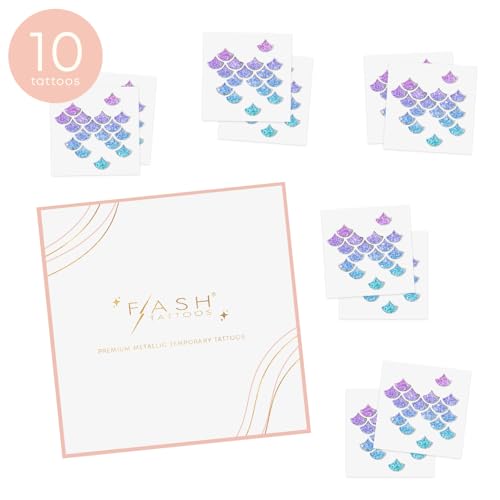 Mermaid Shimmer Scales Temporary Tattoos - Set of 10