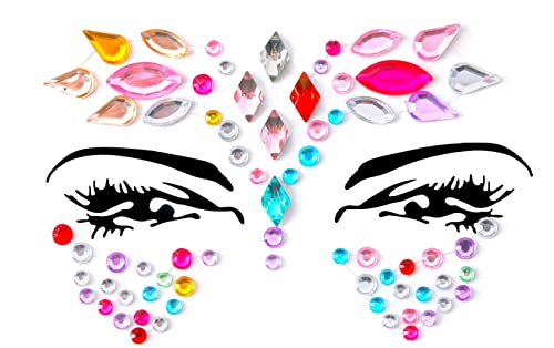 Face Gems Adhesive Glitter Jewel Tattoo Sticker Festival Gems Rave Party Body Make Up (21 PCS FACE GEMS)