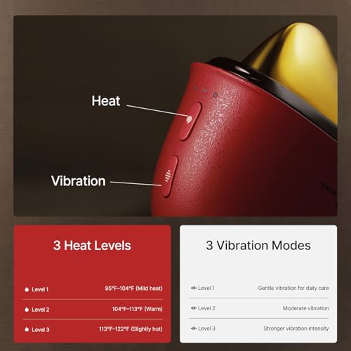 ZDEER LED Red Light Therapy for Face & Neck Massager Facial Care Device ? Electric Gua Sha Brass Tool with Heat & Vibration for Firming, Sculpting & Skincare, Red