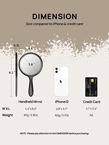 OMIRO Double-Sided Magnifying Hand Mirror 1X/3X, 8.2" Handheld