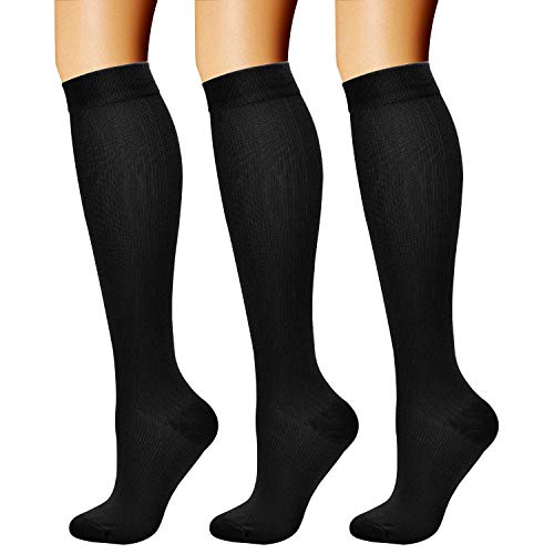 CHARMKING Compression Socks for Women & Men Circulation (3 Pairs) 15-20 mmHg is Best Athletic for Running, Flight Travel, Support, Cycling, Pregnant - Boost Performance, Durability (L/XL,Multi 17)