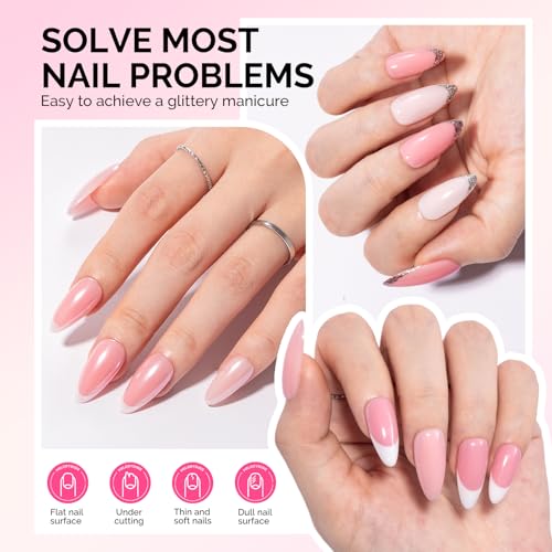 MelodySusie Blush Pink Builder Gel Set - 6 Colors, Thickening UV Nail Extension, Soak Off, Rhinestone Nail Glue Gift for Women