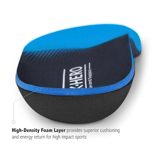 WalkHero Men’s & Women’s Arch Support Insoles for Plantar Fasciitis - Blue, Size 10-10.5 Men / 12-12.5 Women