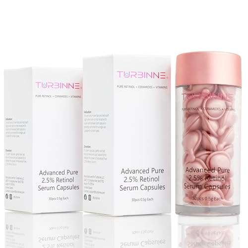 TURBINNE Pure 2.5% Retinol Serum Capsules. Look 5 Years Younger In Just 30 Days. Powerful Anti -Aging, Deep Hydration, Brightening, Reduce Wrinkles, Acne Scars, Dark Spots. Complete Skincare Capsules