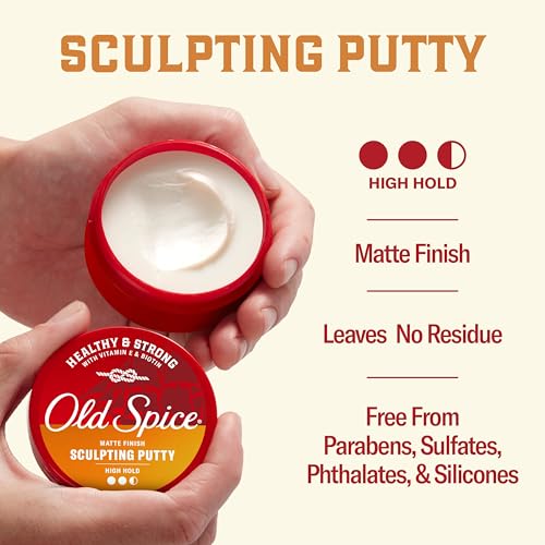 Old Spice Sculpting Putty for Men, Healthy & Strong with Vitamin E & Biotin, Men's Hair Styling Putty, High Hold, Matte Finish, 2.22 oz