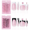HWHUNO French Toe Nail Tips Set - 120 Soft Gel Press On Nails