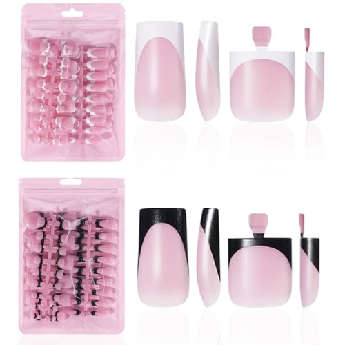 HWHUNO French Toe Nail Tips Set - 120 Soft Gel Press On Nails