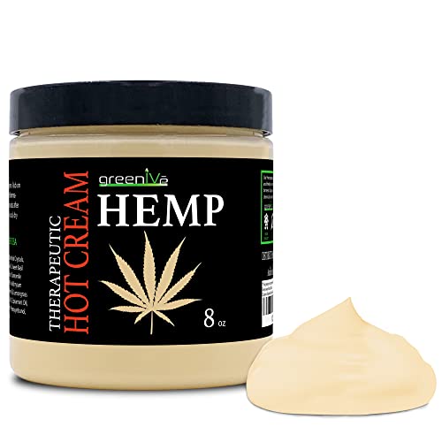 GreenIVe Hemp Hot Cream Massage Lotion Soothing and Moisturizing Joints, Muslces, and Wraps for Skin Tightning (8 oz Jar)