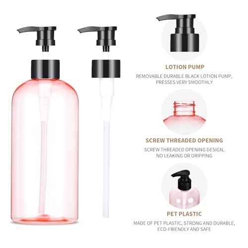 Bynccea Pump Bottle 16 oz/500 ml Empty Shampoo Pump Bottles Dispenser Portable Pump Plastic Bottles for Shampoo and Conditioner Liquid