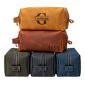 Personalized Leather Toiletry Bag for Men - Travel Dopp Kit with Custom Engraving