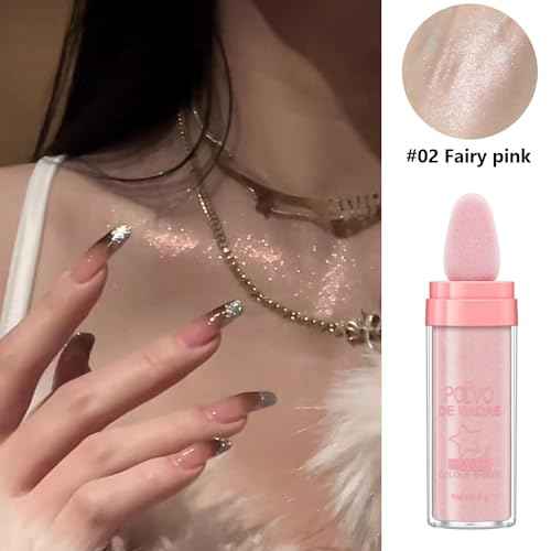 2PCS Polvo De Hadas Fairy Dust Highlight Patting Powder - Full Body Contouring and Clavicle Pearlescent Patting Powder for Face and Eye, Christmas Sparkling Body Glitter (#01 White & #02 Pink)