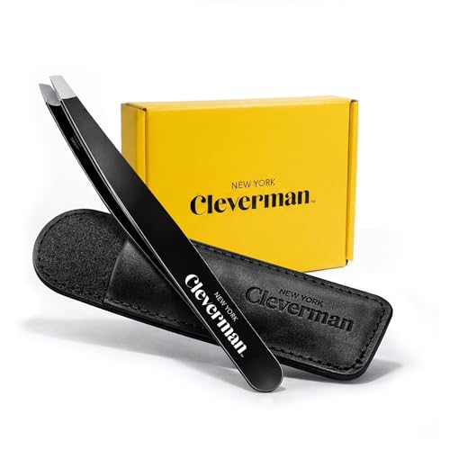 Cleverman Precision Slant Tweezer ? Expert Eyebrow and Facial Hair Removal, Ideal for Ingrown Hair & Splinters, Travel Tweezer