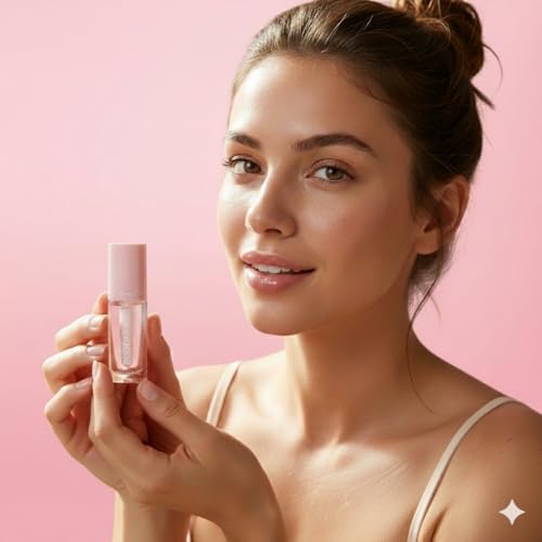 Miss Lil USA Bloom Kiss Lip Oil, Nourishing Hydrating High-Shine Lip Oil Gloss, Lightweight Non-Sticky Formula for Soft Glossy Lips, Vegan & Cruelty-Free (Rose)
