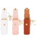 3-Pack Leather Lipstick Holder with Metal Hook Clip