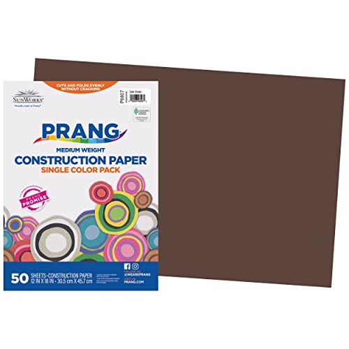 Prang (Formerly SunWorks) Construction Paper, Dark Brown, 12" x 18", 50 Sheets