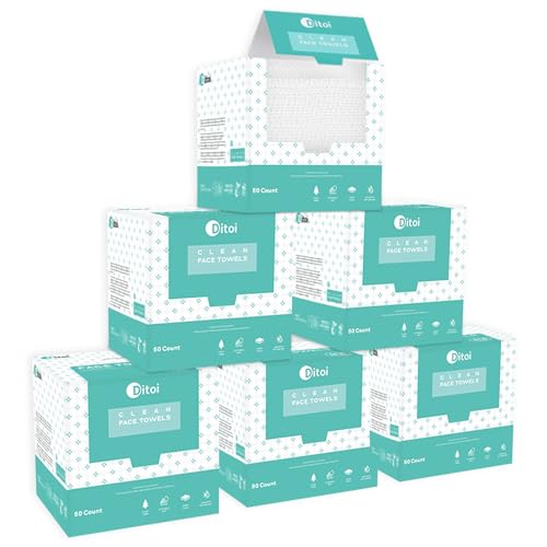 Face Towels, 10"¡¿12" Disposable Face Towel, Face Towelettes XL, Ultra Soft Makeup Remover Dry Wipes, Thick Face Towel for Cleansing,300 Count (6 Pack)