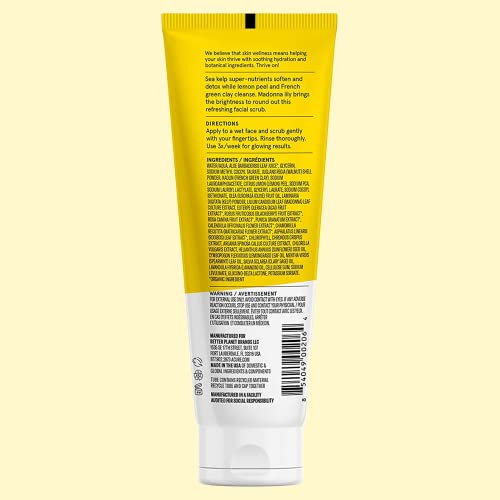 Acure Brightening Facial Scrub for a Youthful, Brighter, Radiant Complexion | With Sea Kelp & French Green Clay, 4 Fl Oz