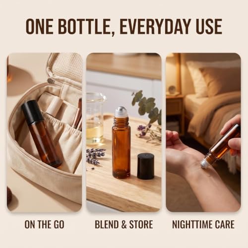 2-Pack 30ml Refillable Glass Essential Oil Roller Bottles for Perfume & Cosmetics