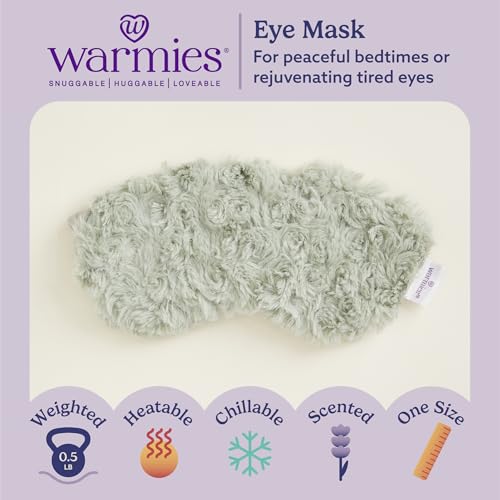 warmies Microwavable Eye Mask for Warmth & Comfort - Heating & Cooling Compress for Calming Relaxation - Weighted & Heated Eye Mask with Scented Lavender for Sleeping - Curly Sage