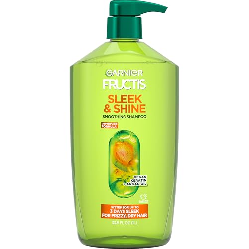 Garnier Fructis Sleek & Shine Shampoo - 72HR Frizz Control, 33.8 Fl Oz