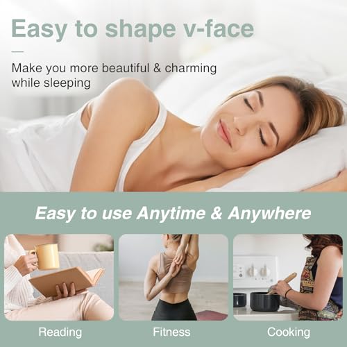 Graphene Face Lift Strap for Jawline Definition & Double Chin Reduction, Non-Surgical V-Shape Facial Slimmer for Skin Tightening and Firming, Reusable Anti-Aging Face Band for Women & Men (Purple)